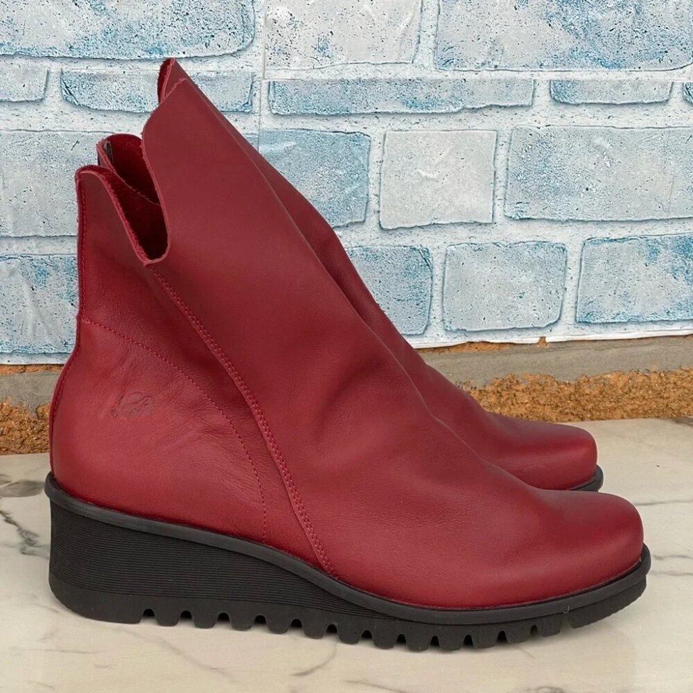 LOINTS OF HOLLAND LOTTUM RED/burgendy suede + smoothleather boots size 42/11.5